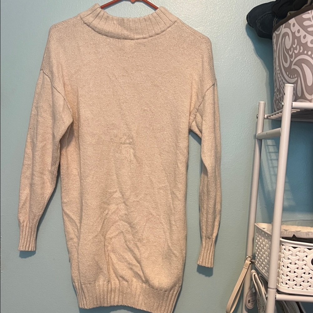 Abound Off-White Cowl Neck Sweater Dress